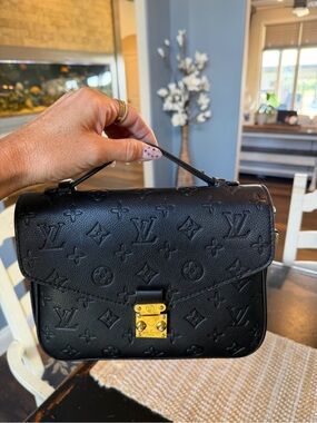 Louis Vuitton Black Monogram Empreinte Top Handle Mini Bag with Gold Lock